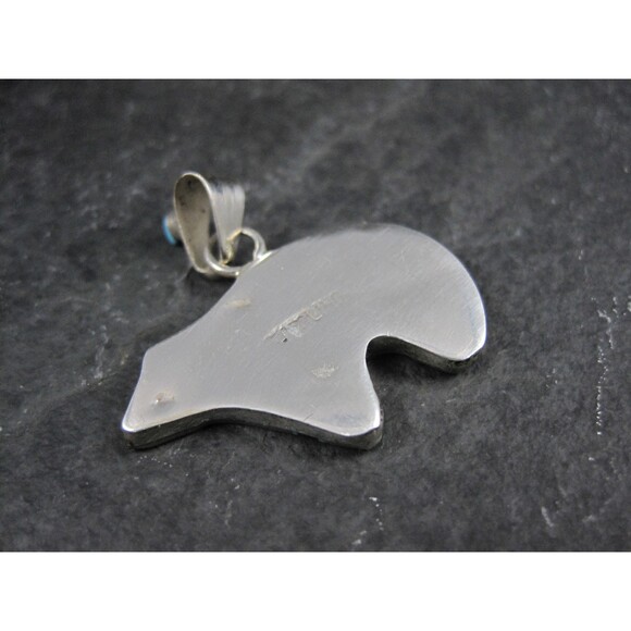 Southwestern Sterling Inlaid Bear Pendant - Picture 7 of 10